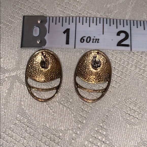 Vintage turquoise enamel & gold post earrings - Picture 4 of 4